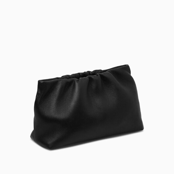 🆕 COS Gathered Leather Clutch Bag - Black NWT - Picture 3 of 9